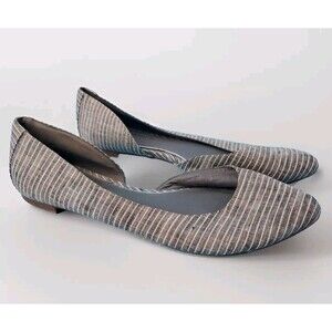 Womens D' Orsay Flats Sz 11 Striped Slip On Blue By Audrey Brooke  Casual Shoe